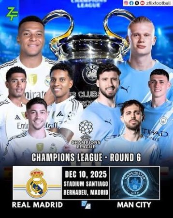 Jonli efir Real Madrid - Manchester Siti 17.03.2026